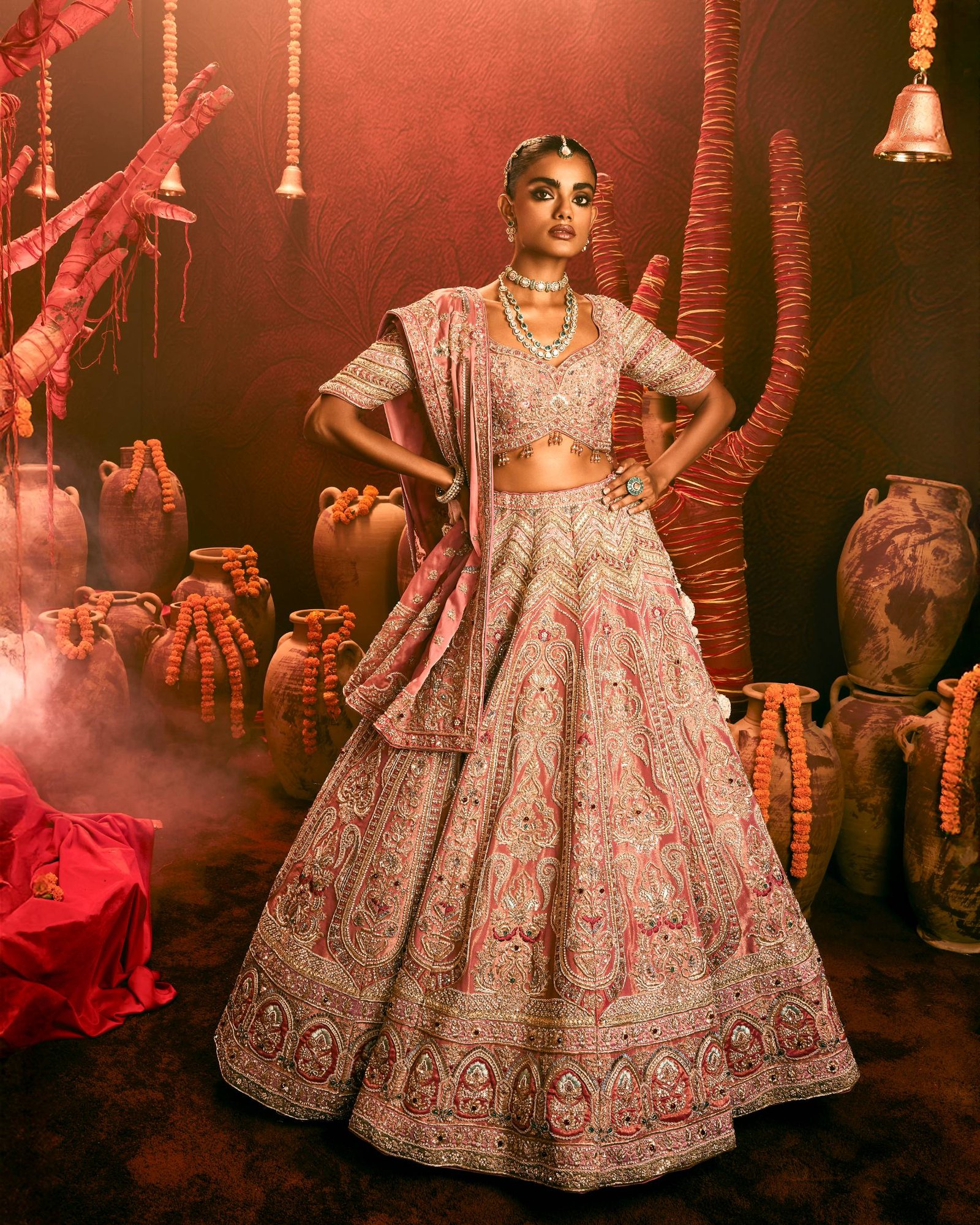 Blush Pink Zardozi lehenga — The Antara Collection